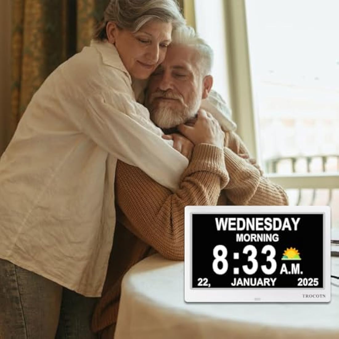 TROCOTN dementia clock, digital clock with date and day for elderly, day date large display calendar (10 Inches White)