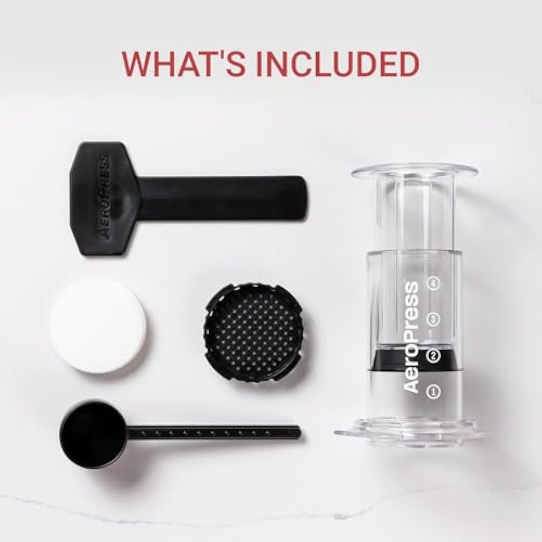 AeroPress Clear Coffee Press – 3 in 1 brew method combines French Press, Pourover, Espresso - Full bodied coffee without grit or bitterness - Small portable coffee maker for camping & travel