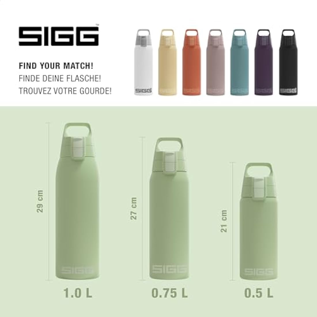 SIGG - Insulated Water Bottle - Shield Therm One - Suitable for Carbonated Beverages - Leakproof - Dishwasher Safe - BPA Free - 90% Recycled Stainless Steel - 0,5L / 0,75L / 1L