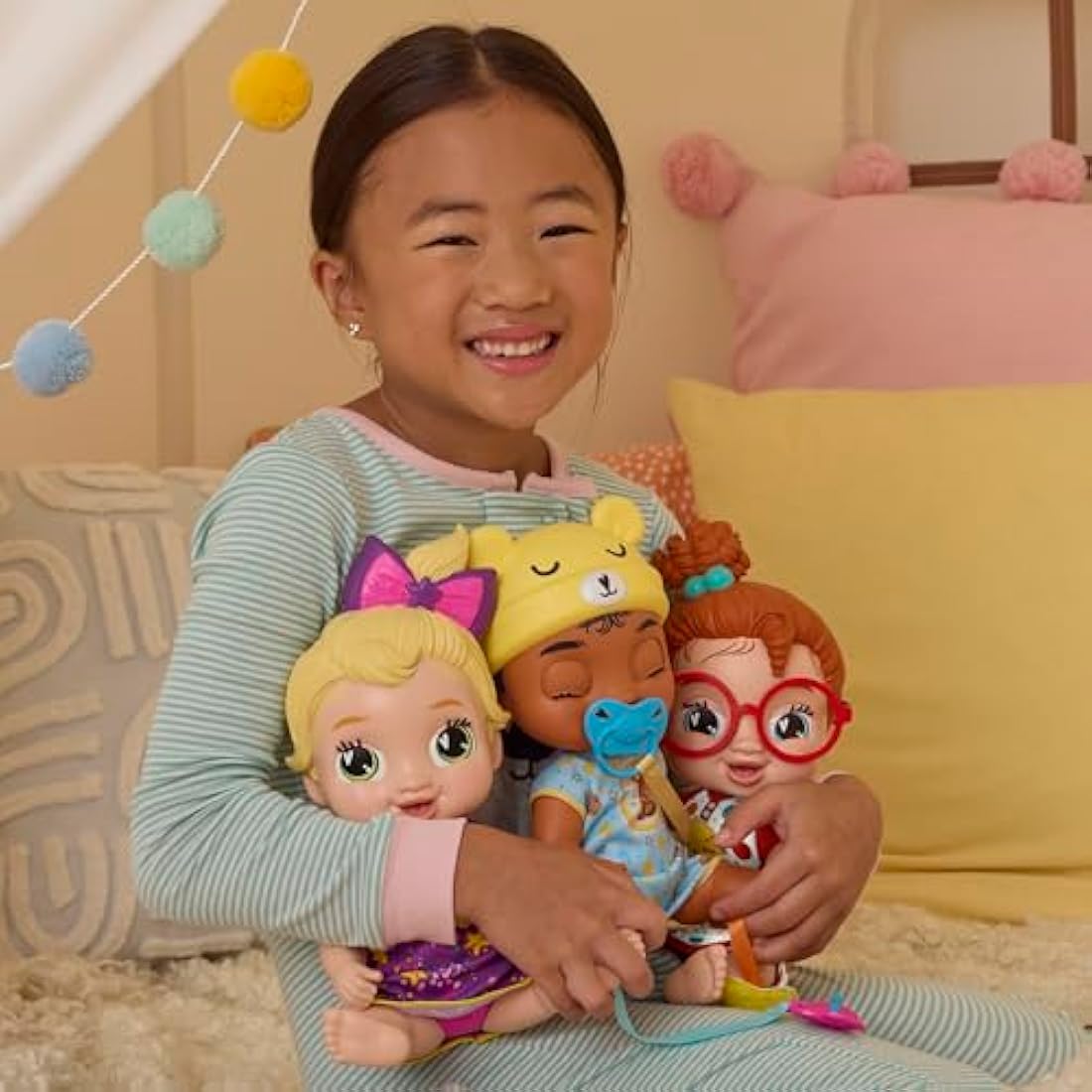 Baby Alive Lil Dreamer LaLa GooGoo Sleepy Baby Doll Set, Blonde Hair, Fun Sleepover Theme, Preschool Toys for Girls & Boys 3 Years & Up