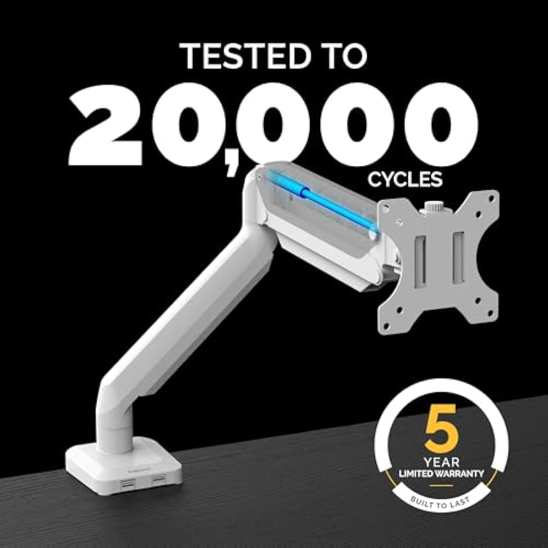 Fellowes Platinum Series Monitor Arm - Monitor Mount for 8KG 40 Inch Screens - Adjustable Monitor Desk Mount - Tilt 45° Pan 180° Swivel 360° Rotation 360°, VESA 75 x 75/100 x 100 - White