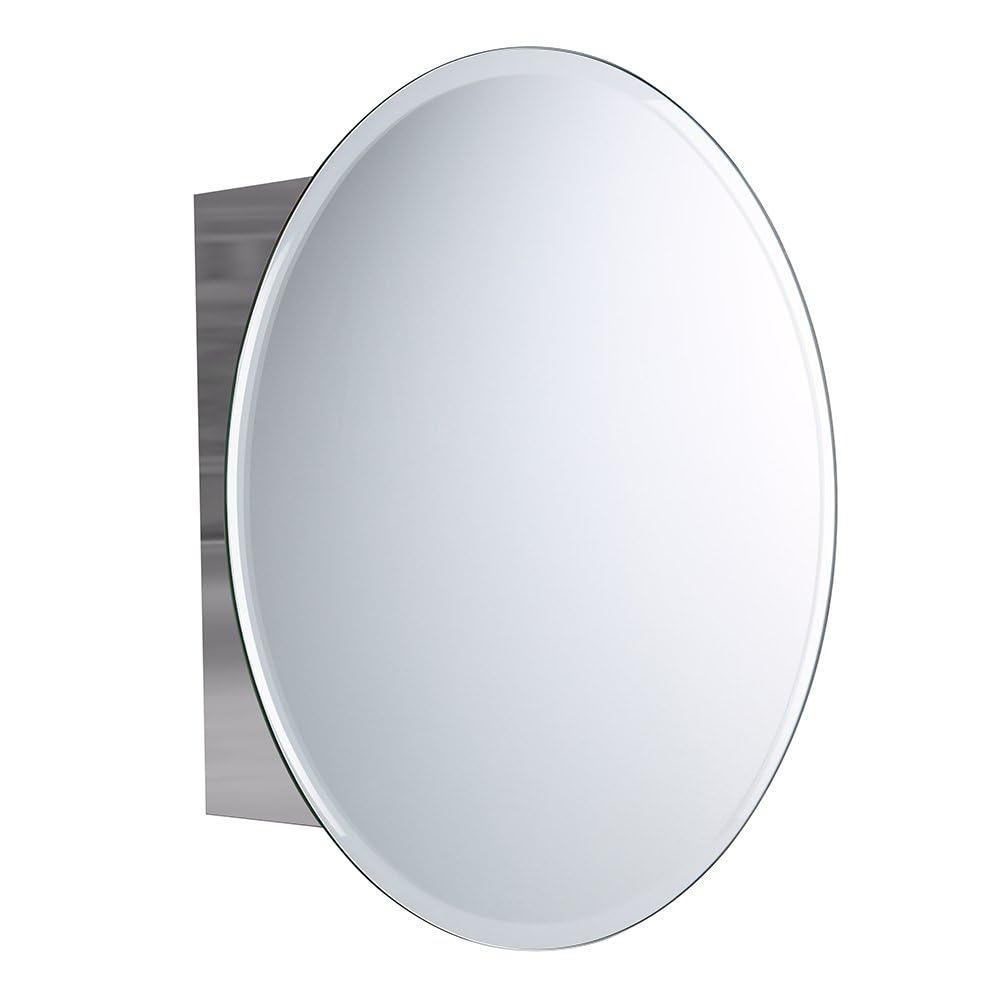 iBathUK Stockholm Wall Mounted Mirror Cabinet, Pre-Assembled Modern Style Bathroom Cabinet with Hinged Single Door, Internal Shelf Storage Unit,