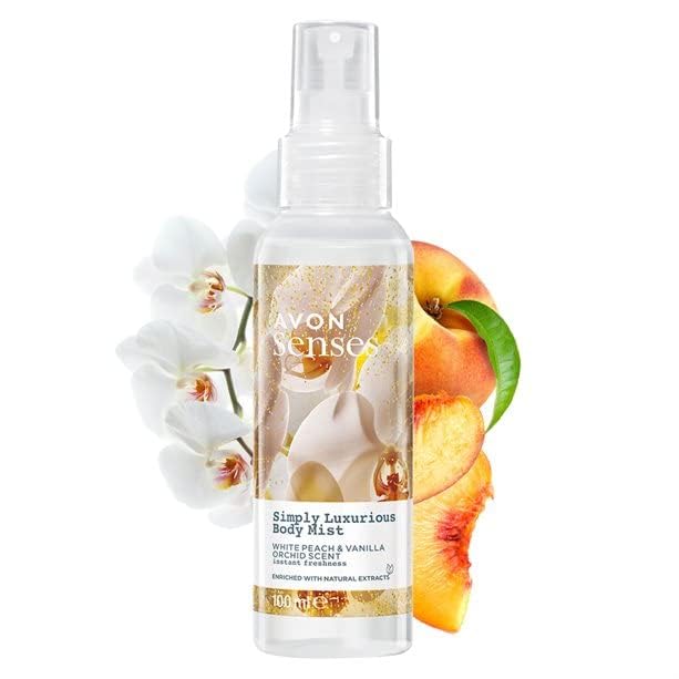 Avon Senses Body Mist (Simply Luxurious White Peach & Vanilla Orchid), 100 ml (Pack of 1)