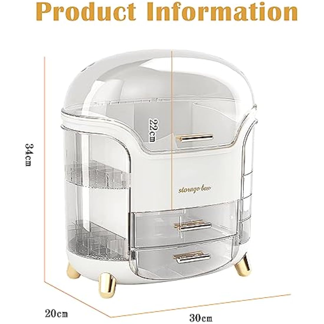 LZDMY Makeup Storage Organiser with Clear Lid, Skincare Organiser Drawers Beauty Holder Cosmetic Organisers for Bathroom, DressingTable Organisers Dustproof Waterproof