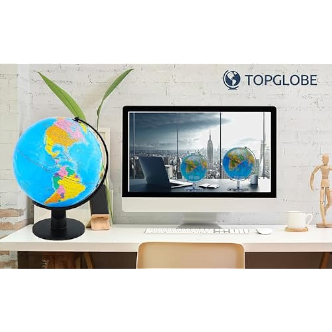 TOPGLOBE 30cm World Globe Educational Political Map (30cm diameter)
