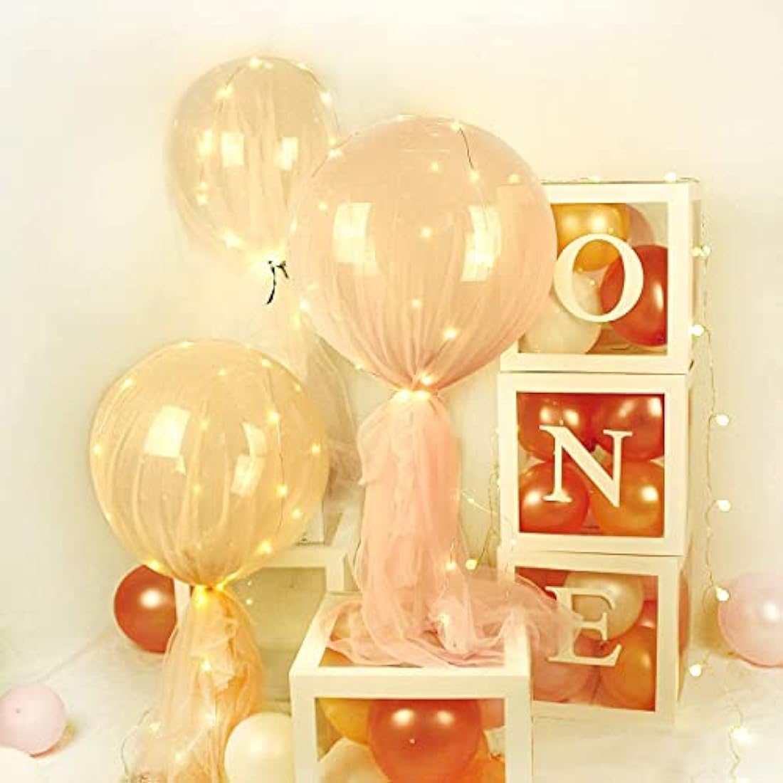 First 1st Birthday Decorations for Boys, 3Pcs White ONE Balloon Boxes with ONE Letter, One Boxes for 1st Birthday Backdrop, Balloon Blocks for First Birth Decorations, One Year Old Party Supplies
