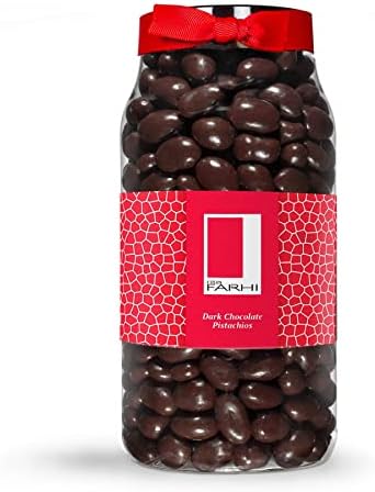 Rita Farhi Dark Chocolate Coated Pistachios in a Luxury Gift Jar 780g - New Palm Oil Free Recipe