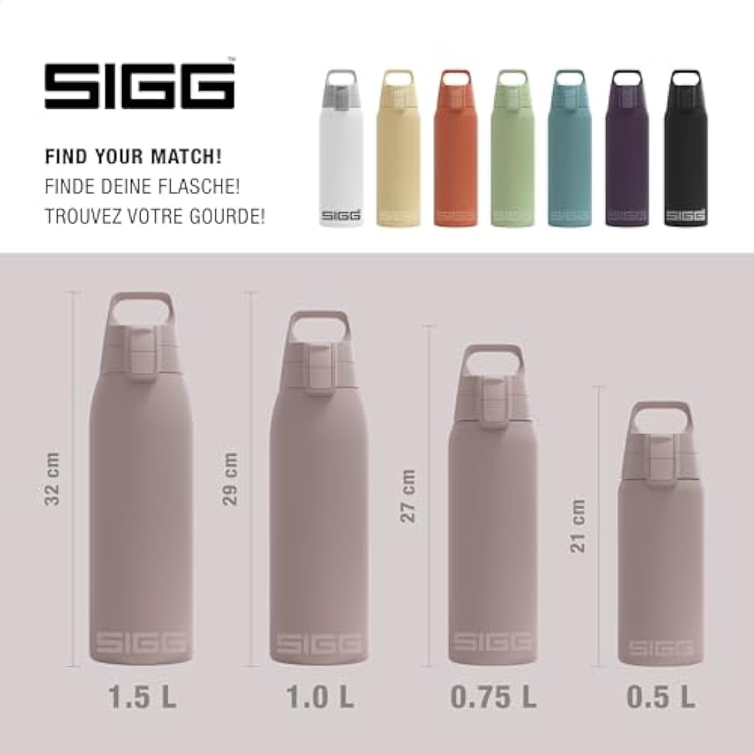 SIGG - Insulated Water Bottle - Shield Therm One - Suitable for Carbonated Beverages - Leakproof - Dishwasher Safe - BPA Free - 90% Recycled Stainless Steel - 0,5L / 0,75L / 1L