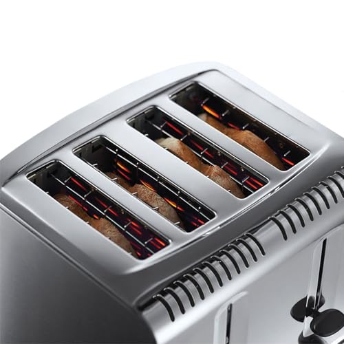 Russell Hobbs 4 Slice Buckingham Toaster with Fast toast technology - (Blue light strip indicates toasting, Independent & Extra wide slots, 2400W,