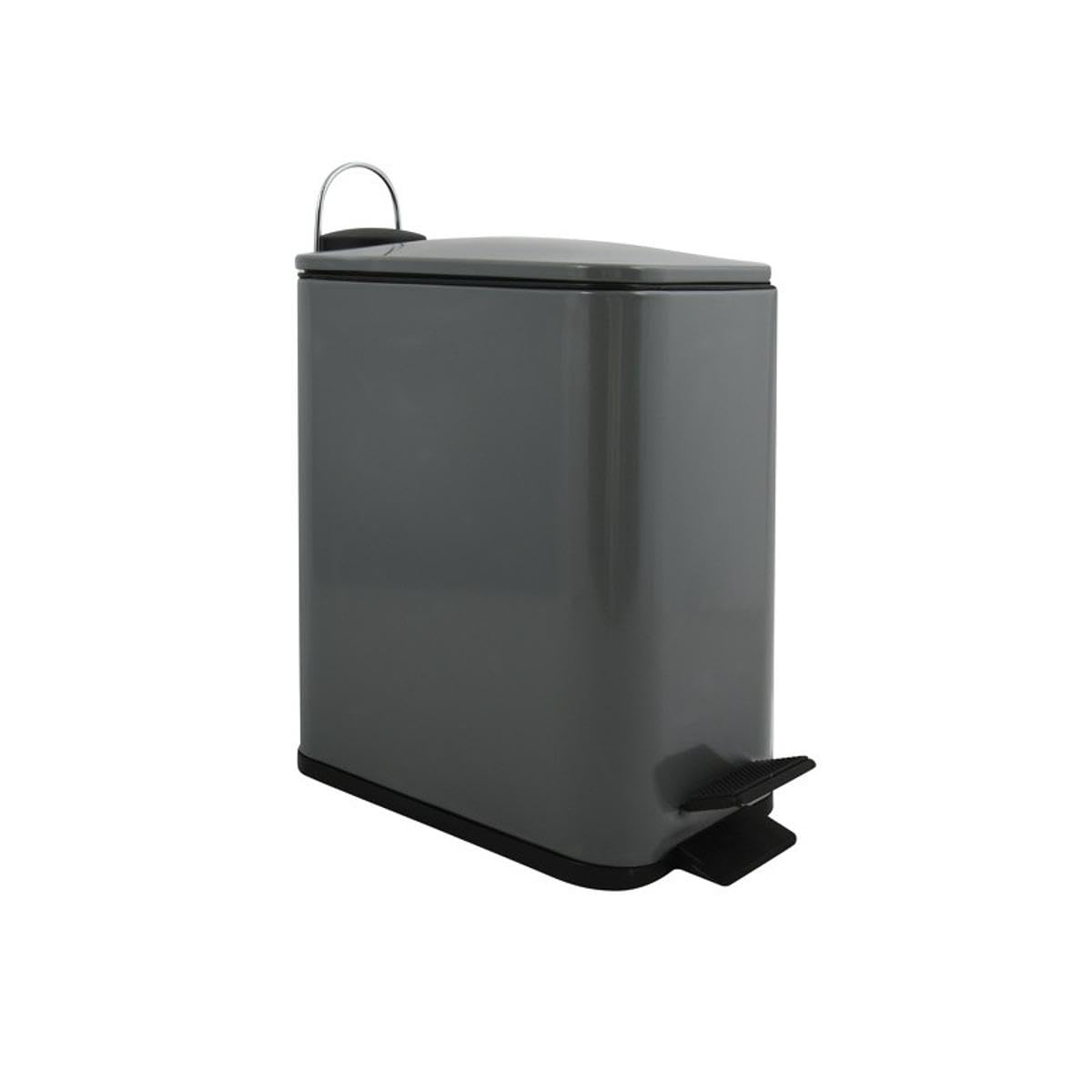 Spirella Erik Cosmetic Bin, 5 Litres, Stainless Steel with Soft-Close Mechanism and Inner Bucket, Bathroom Bin, Soft Close Waste Bin, Anthracite
