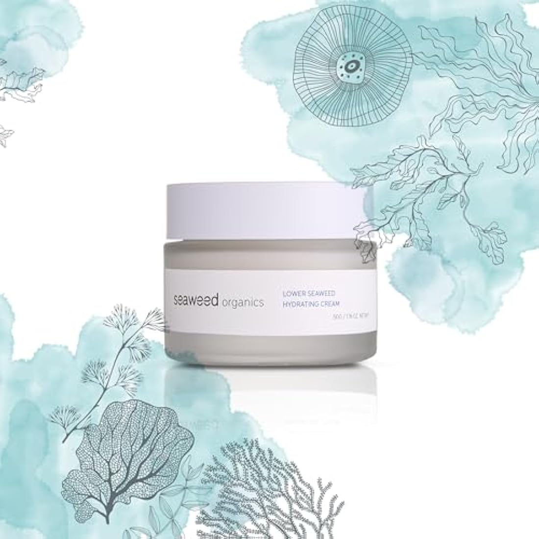 SEAWEED ORGANICS - Lower Seaweed Hydrating Cream, Organic Scottish Kelp, Toothed wrack, Sea spaghetti extract, Day cream, For sensitive Skin, Made in the UK, 50g, DIANA DRUMMOND