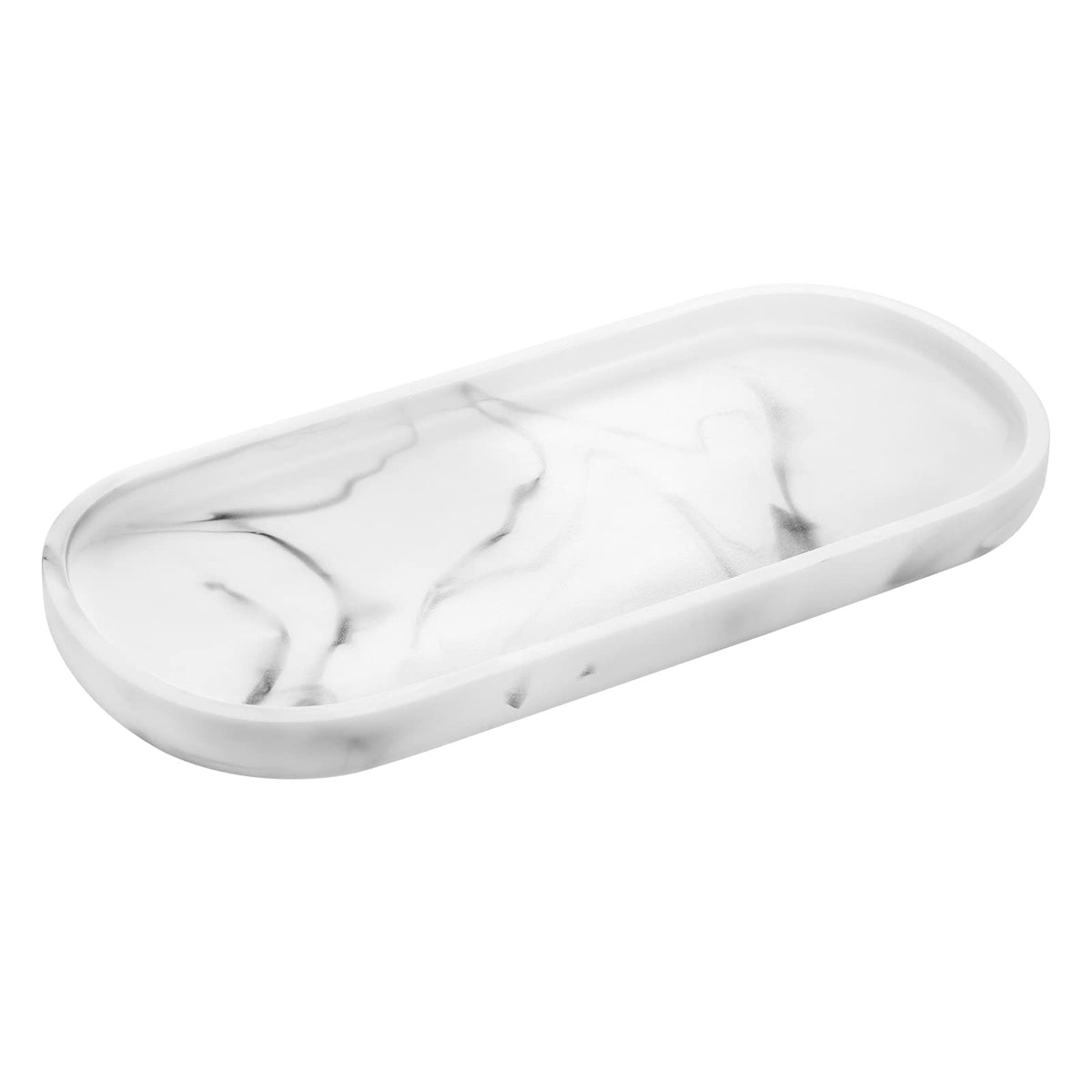 Luxspire Bathroom Vanity Tray, Toilet Tank Oval Storage Tray, Resin Handmade Bathroom Bathtub Kitchen Dresser Countertop Organiser for Soap Shampoo