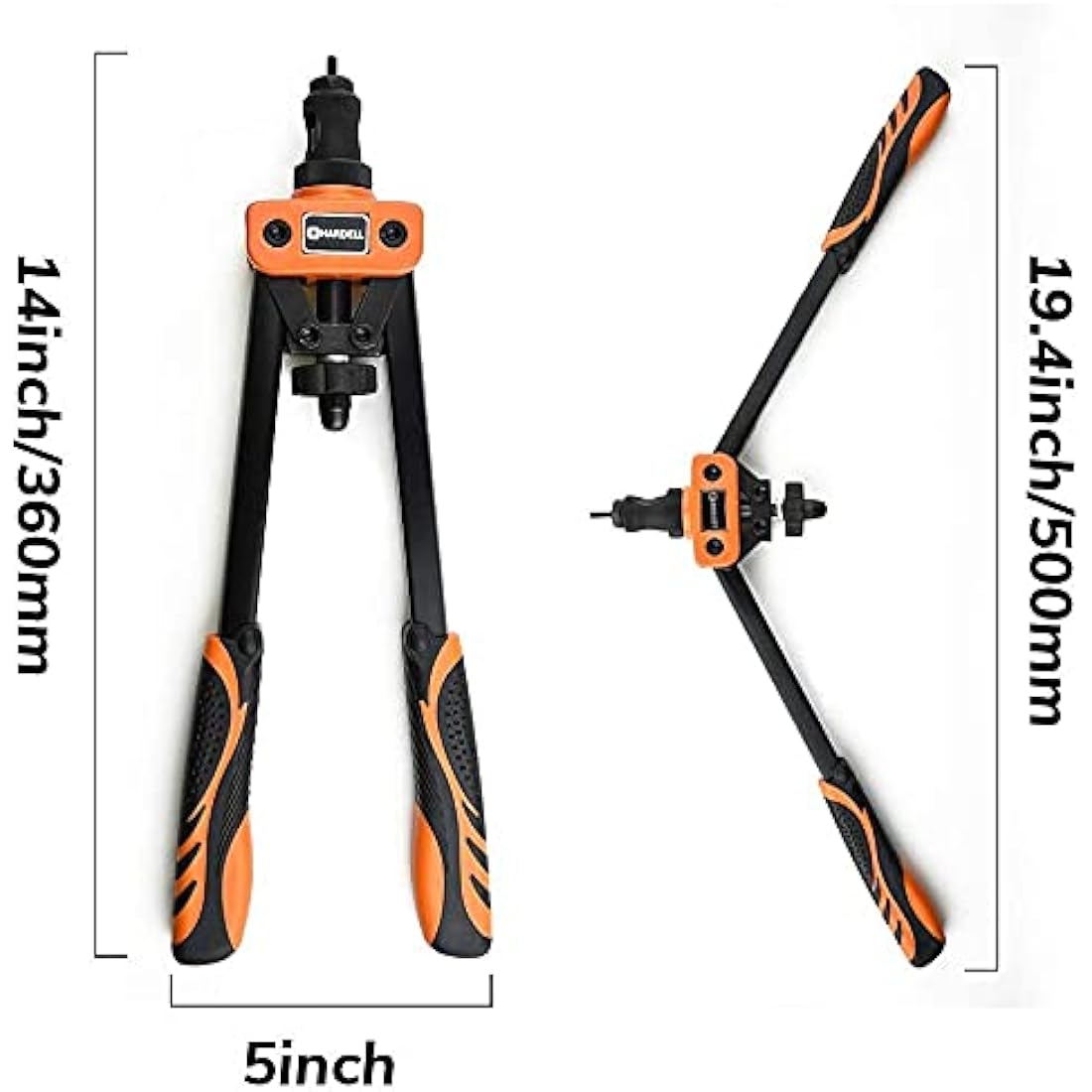 HARDELL Rivet Tool Kits, Rivet Nut Pliers Set, 14" Heavy Duty Hand Rivnut Gun with 150 Rivet Nuts and M3 M4 M5 M6 M8 M10 6 Metric Mandrels,Heat-treated Alloy Steel better for Thick Sheet Steel