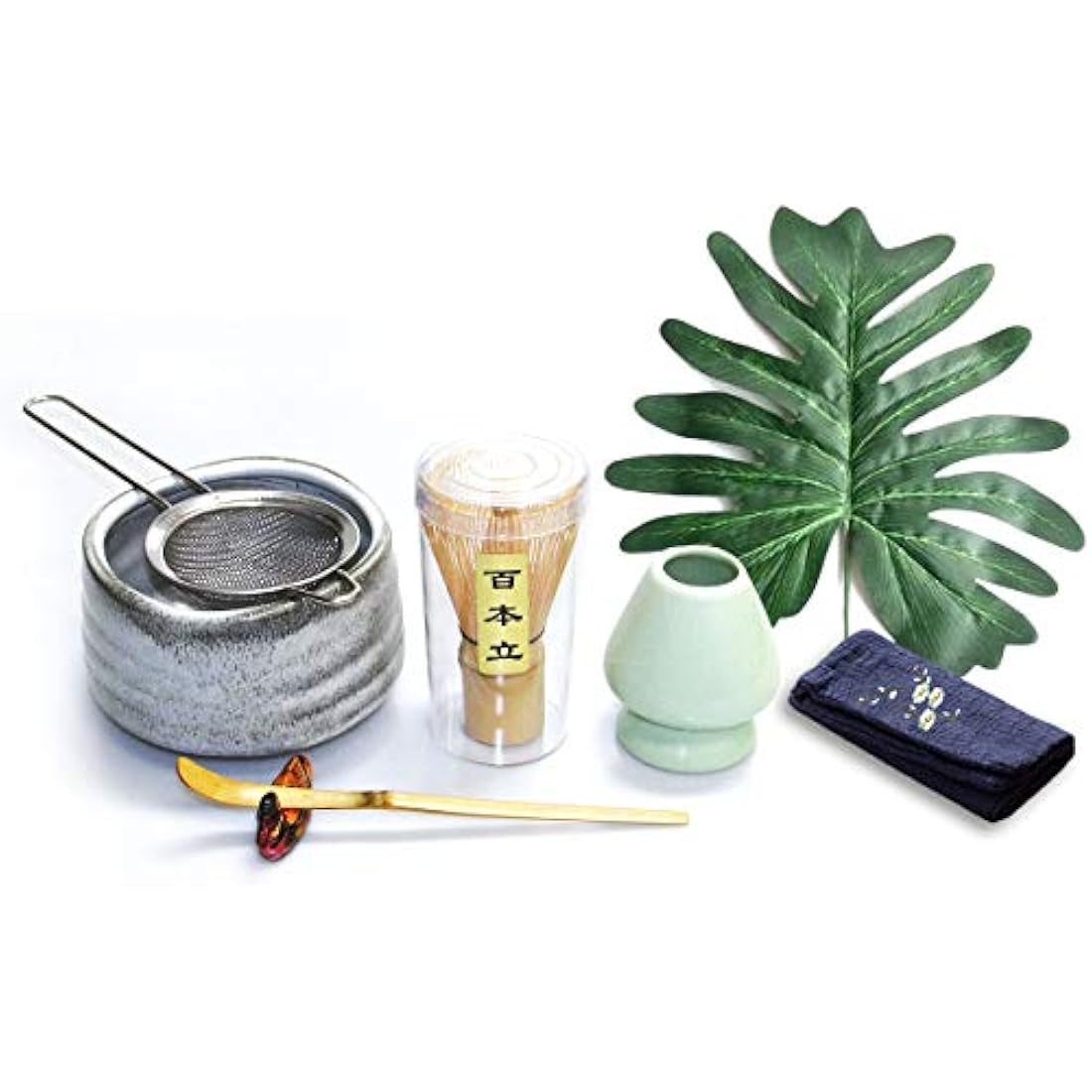 Artcome Matcha Ceremony Kit for Japanese Tea Ceremony, Traditional Matcha Bowl, Whisk, Tea Scoop, Matcha Powder Strainer, Matcha Tea Set for Making Usucha, Koicha and Matcha Latte (Gray)