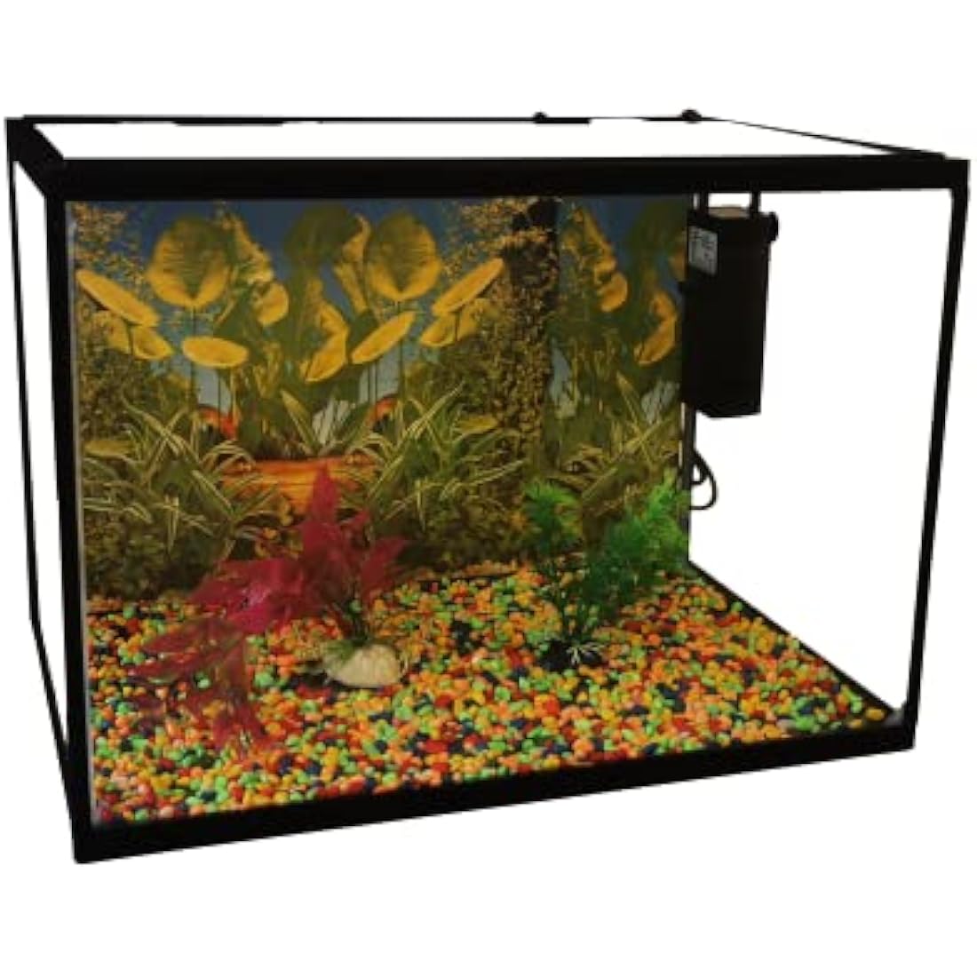 LED Glass Aquarium Fish Tank Starter Kit With Fish Net, Led Light and Air Pump Filter (26L)