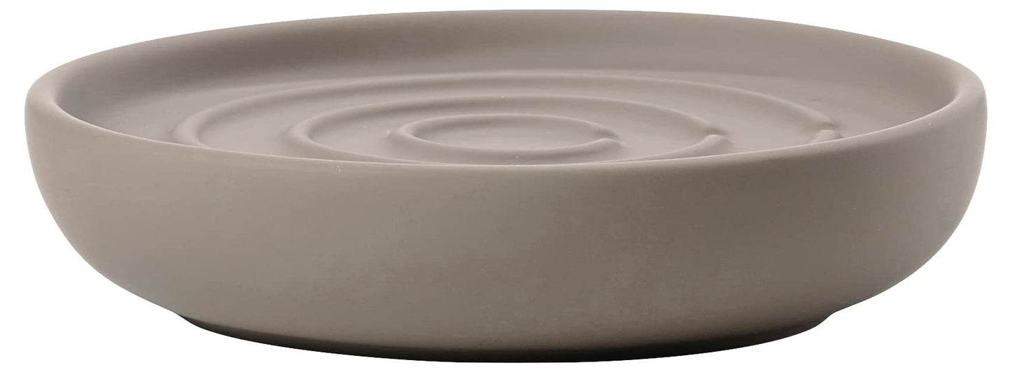 Zone Denmark Nova One Soap Dish, Ceramic Bathroom Soap Holder, Soft Touch Surface with Drainage, Modern Scandinavian Design, ? 11 cm H 2.5 cm, Taupe