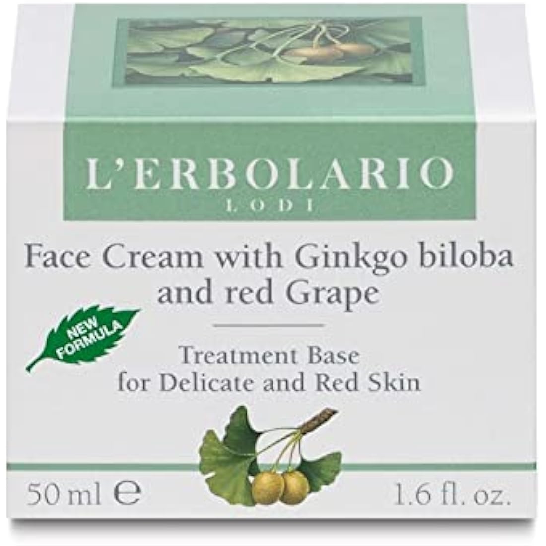 LErbolario Face Cream with Ginkgo Biloba and Red Grape for Unisex 1.6 oz Cream