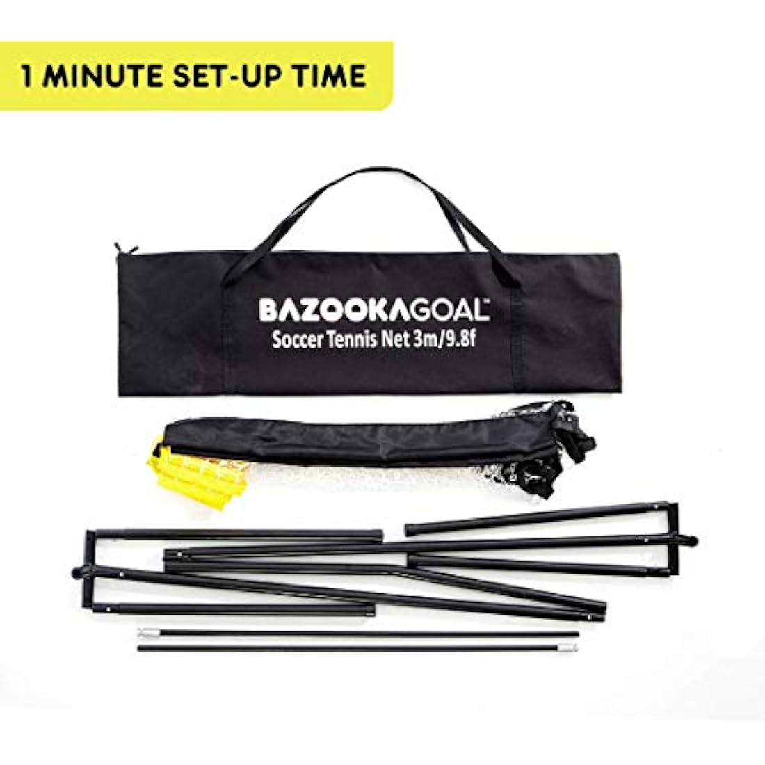 BazookaGoal Football Tennis Net 9.8x3.3ft Complete Set – Adjustable and Foldable Volleyball Net Training Tennis Net for Kids and Adults