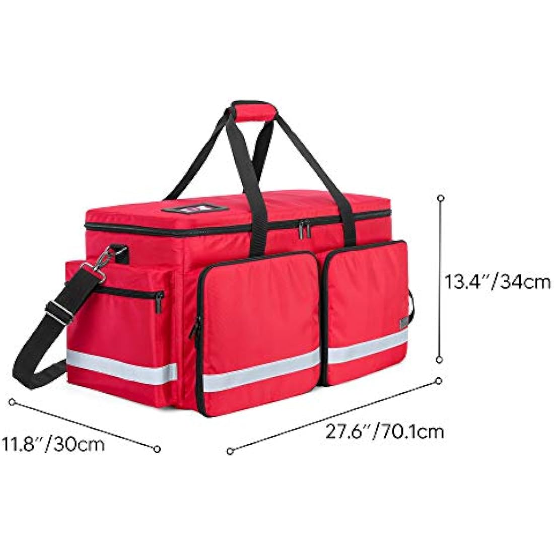 Trunab Large Emergency Medical Bag Empty with Compartment for Oxygen Tank(M2-M22), Large First Responder Bag with Bottom Board Pad for Sport Team, Community Volunteer, Bag Only, Red-Patented Design