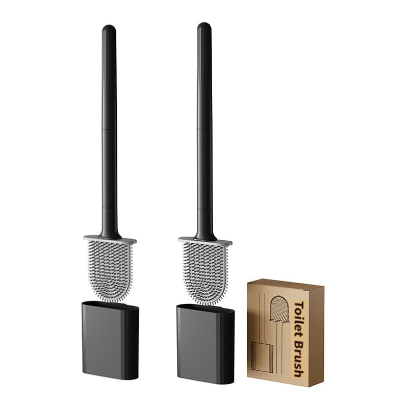 Lichi Toilet Brush, 2 Pack Toilet Brushes & Holders, Deep Cleaner Toilet Brushes, Quick Drying Toilet Cleaner Brush, Wall Mounted and Floor Standing