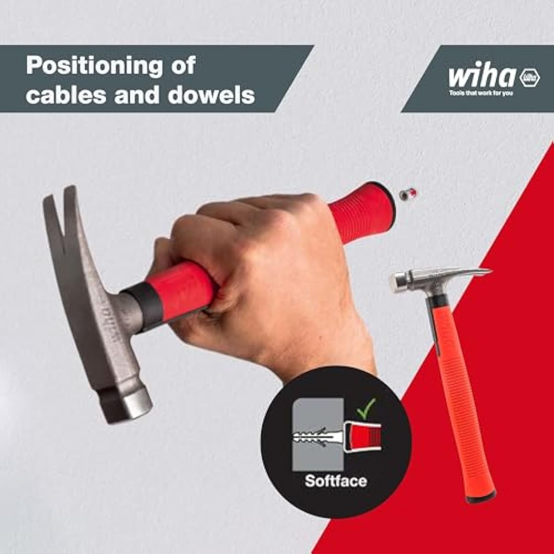 Wiha SB846300E Electrician's, 300 g Hammer Head, Red
