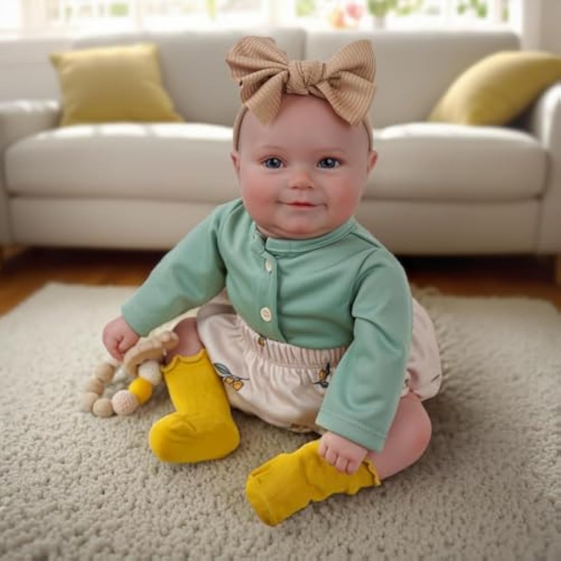 BABESIDE Reborn-Baby Dolls 20 inch Lifelike Babies Doll Cute Girls Soft Cloth Body Realistic Newborn Real Life Hand made Toys with Sweet Smile with Accessories for Children's Gifts Silicone Vinyl
