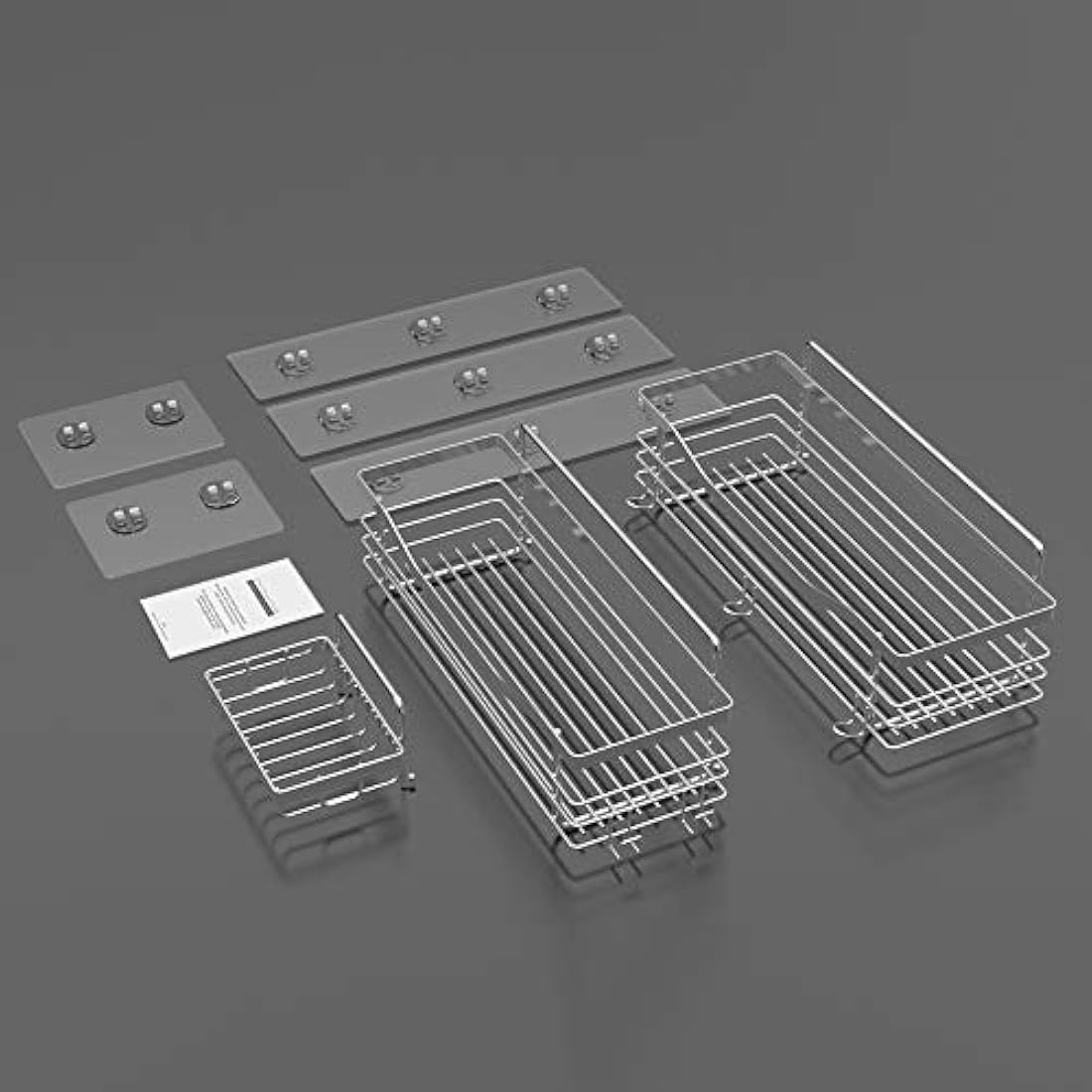 Orimade Shower Caddy Basket Soap Dish Holder Shelf with 5 Hooks Bathroom Organiser Shelf Kitchen Storage Rack Wall Mounted Adhesive No Drilling SUS304 Stainless Steel - 3 Pack