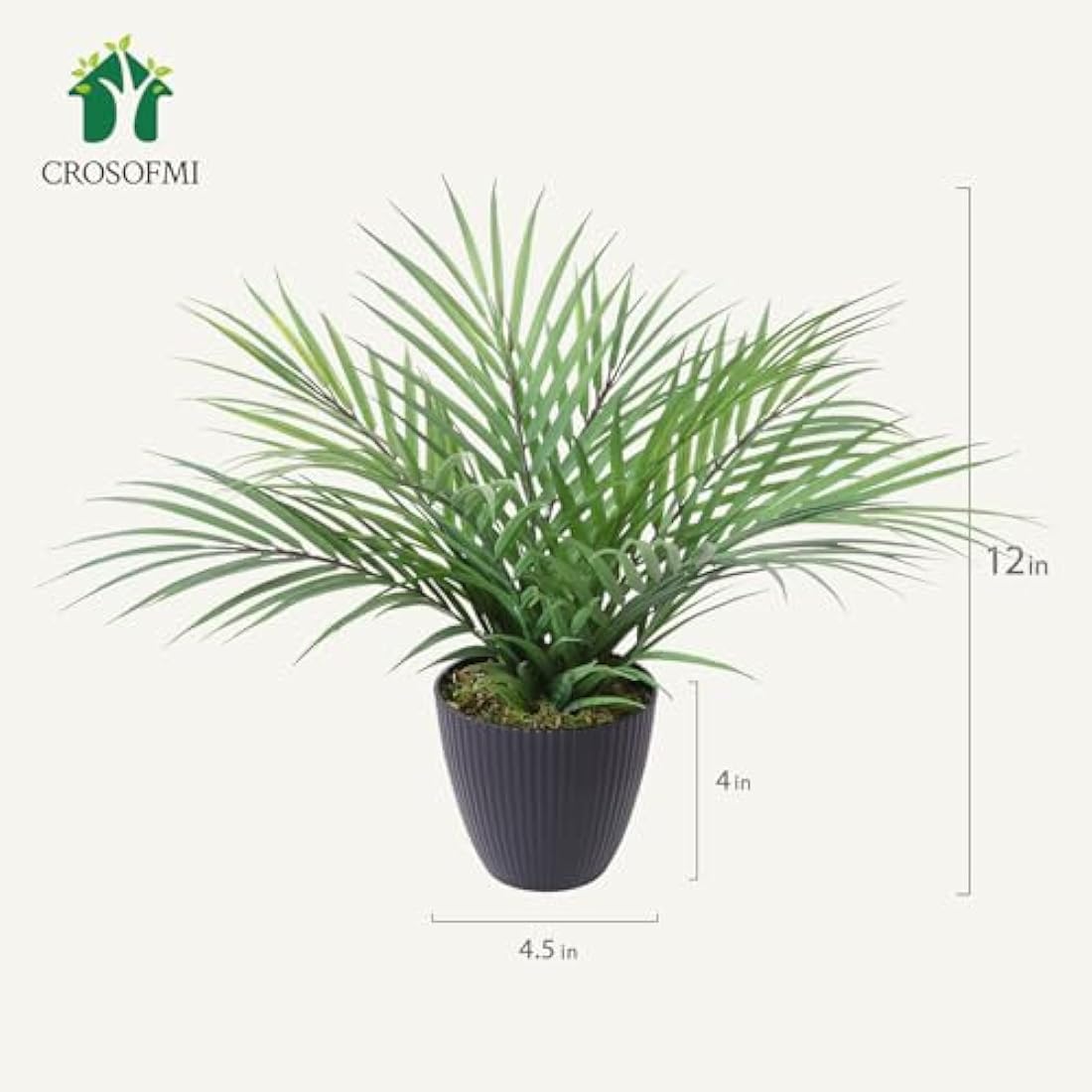 CROSOFMI Artificial Plants Areca Palm 35cm Fake Tropical Tree Faux Plants for Indoors and Outdoors Artificial Foliage and Plastic Pot for Party Office Home House Decorations (2 PACK)