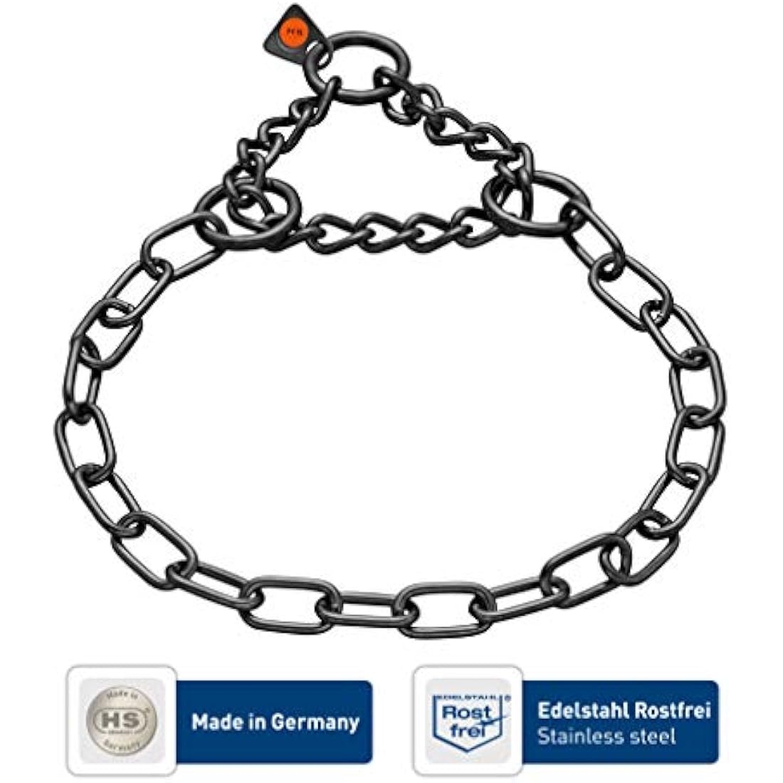 Sprenger Dog Necklace with Pull Chain 3 mm I Stainless Steel Dog Collar for Short and Long Hair Dog Breeds up to 55 kg 55 cm Black