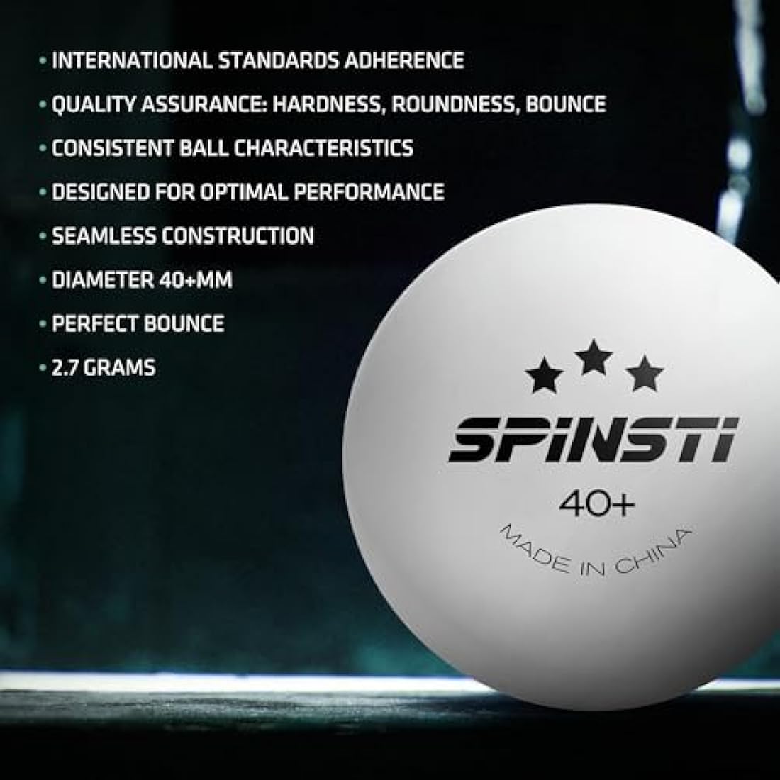 SPINSTI Premium Table Tennis Balls 40+mm Professional 3 Star ABS Quality (White/Orange) High-Performance Ping Pong Balls for Indoor & Outdoor Sports Spherical & Celluloid-Free