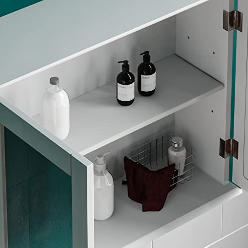 Bath Vida Priano Double Door Mirrored Bathroom Cabinet Storage Cupboard Wall Mounted, White
