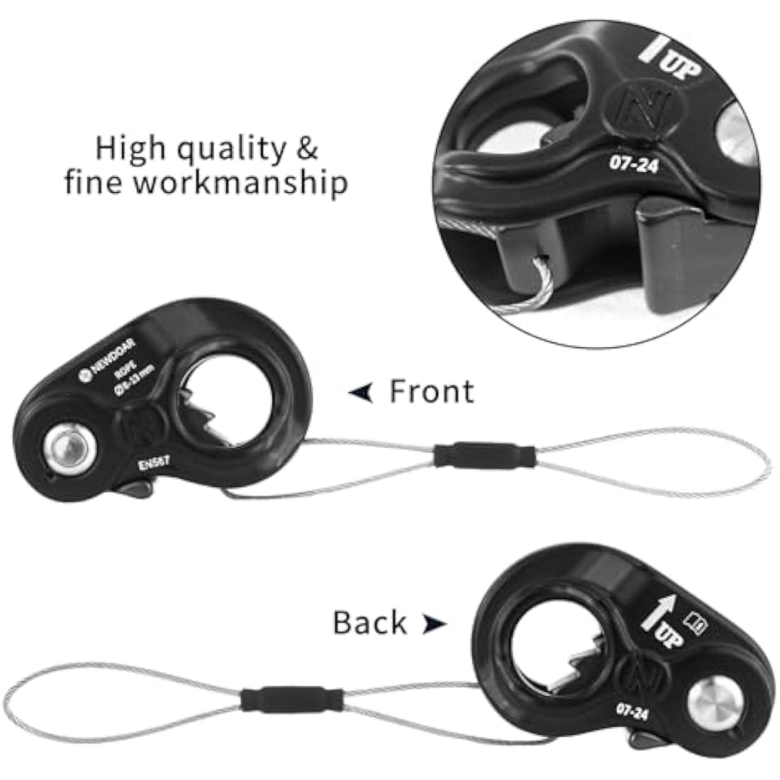 NewDoar Rope Ascender Lightweight Rope Clamp Ascender Riser Adjuster Fits 8-13mm Rope Self-Locking Grip for Rock Climbing,Hunting,Protection Rescue,Rappelling,Arborist,Gear Equipment