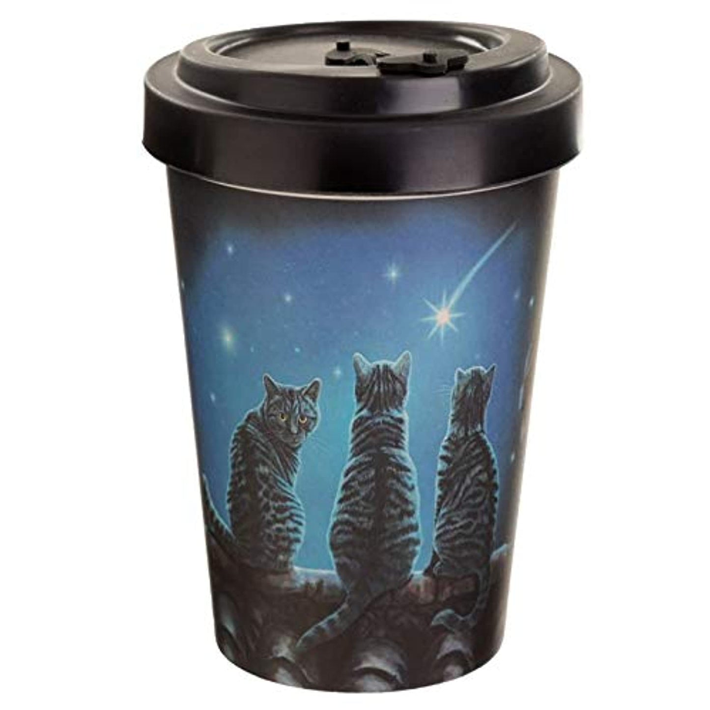Lisa Parker Wish Upon a Star Cat Reusable Screw Top Bamboo Composite Travel Mug