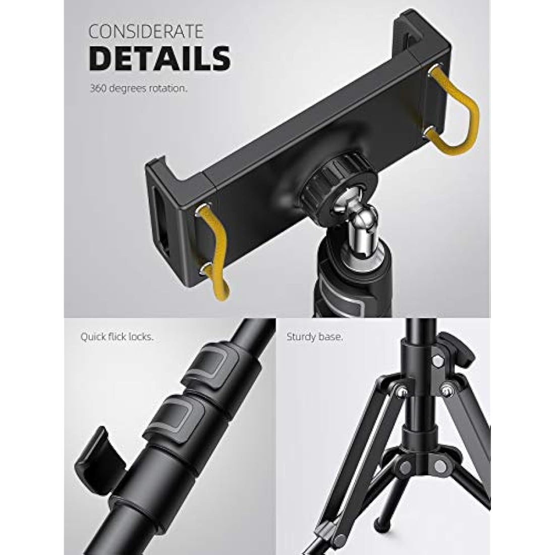 Lamicall iPad Tripod Stand, Tablet Floor Stand 65" ipad Holder Mount with Adjustable Height for Live Stream/Watching, for iPad Pro 12.9/11, Air Mini 6 5 4 3 2, iPhone and 4.7-13" Tablet and Phone