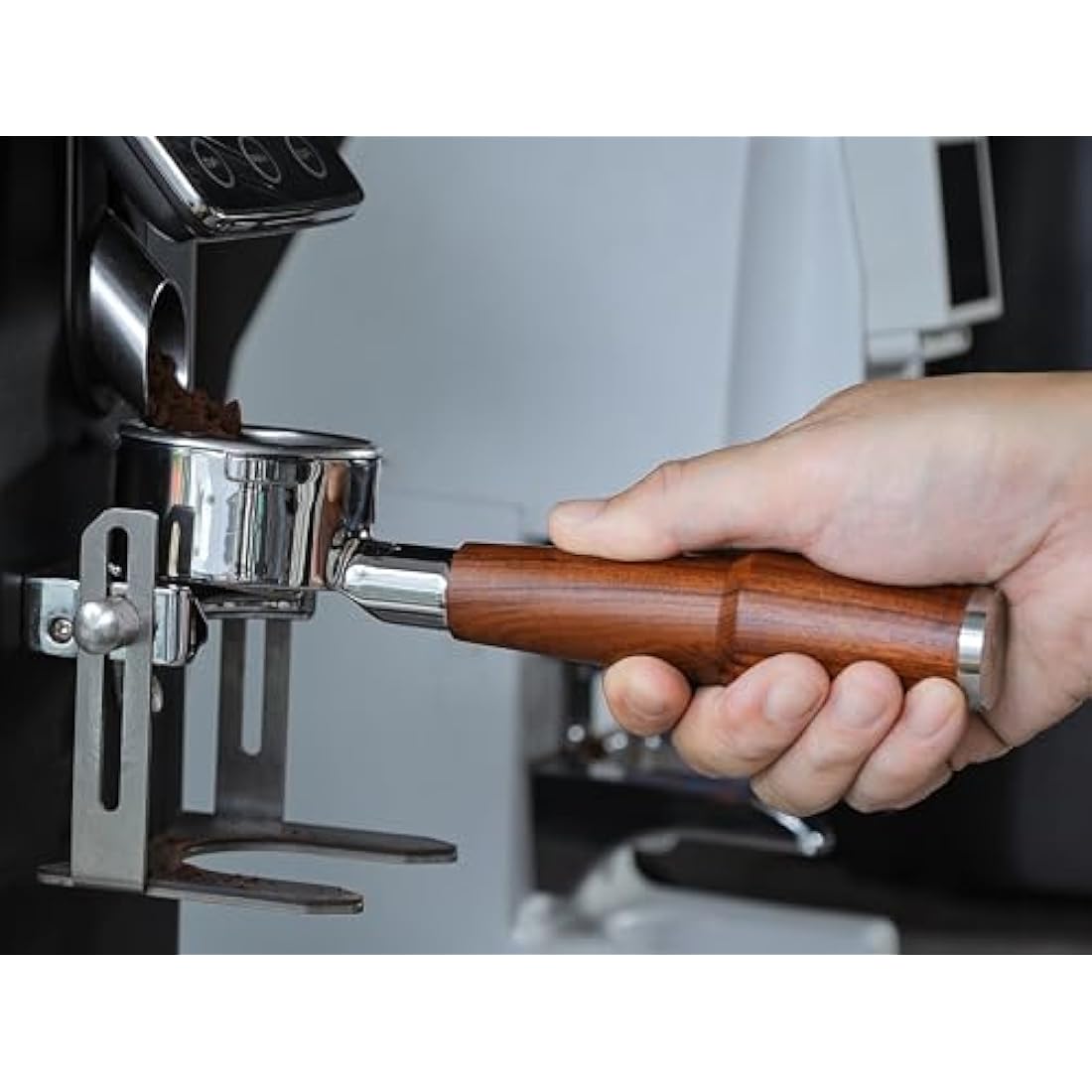 KNODOS 54mm Bottomless Portafilter Premium Rosewood Handle & Naked 18-21 Gram Filter Basket, Compatible with Sage Breville Barista Express, Pro, Touch, Bambino, Infuser, Duo Temp Pro