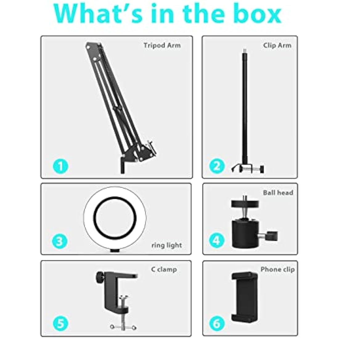 Overhead Phone Mount with Ring Light, Flexible Articulating Phone Arm Stand Compatible with iPhone, Logitech Webcam, Desk Tripod for YouTube Live Stream Cooking Nail Video Recording