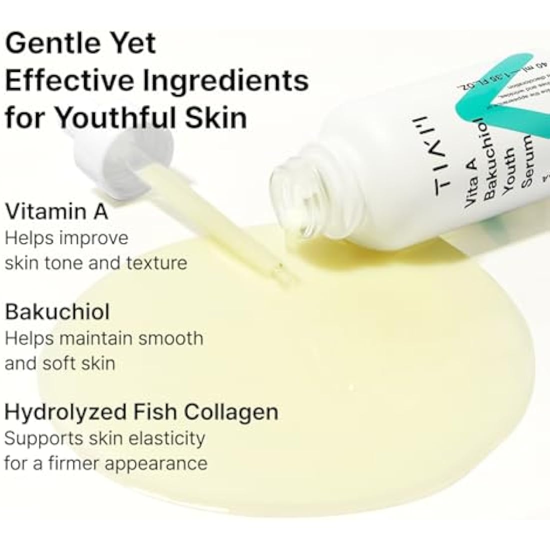 TIAM Vita A Bakuchiol Youth Serum – Intense Firming Face Serum | Face Brightening Vitamin A Serum for Face | Fish Collagen- Infused Skin Brightening K beauty Skincare Serum (1.35 fl. oz.)