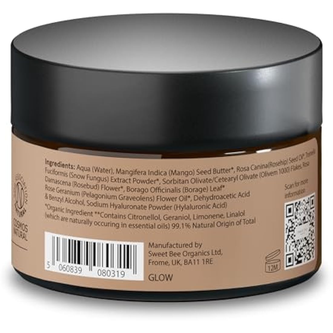 Sweet Bee Glow Face Cream – Brightening Face Moisturiser with Tremella & Organic Rosehip Oil – Nourishing Facial Moisturiser for Dry Skin, Radiance & Smooth Texture – 50ml