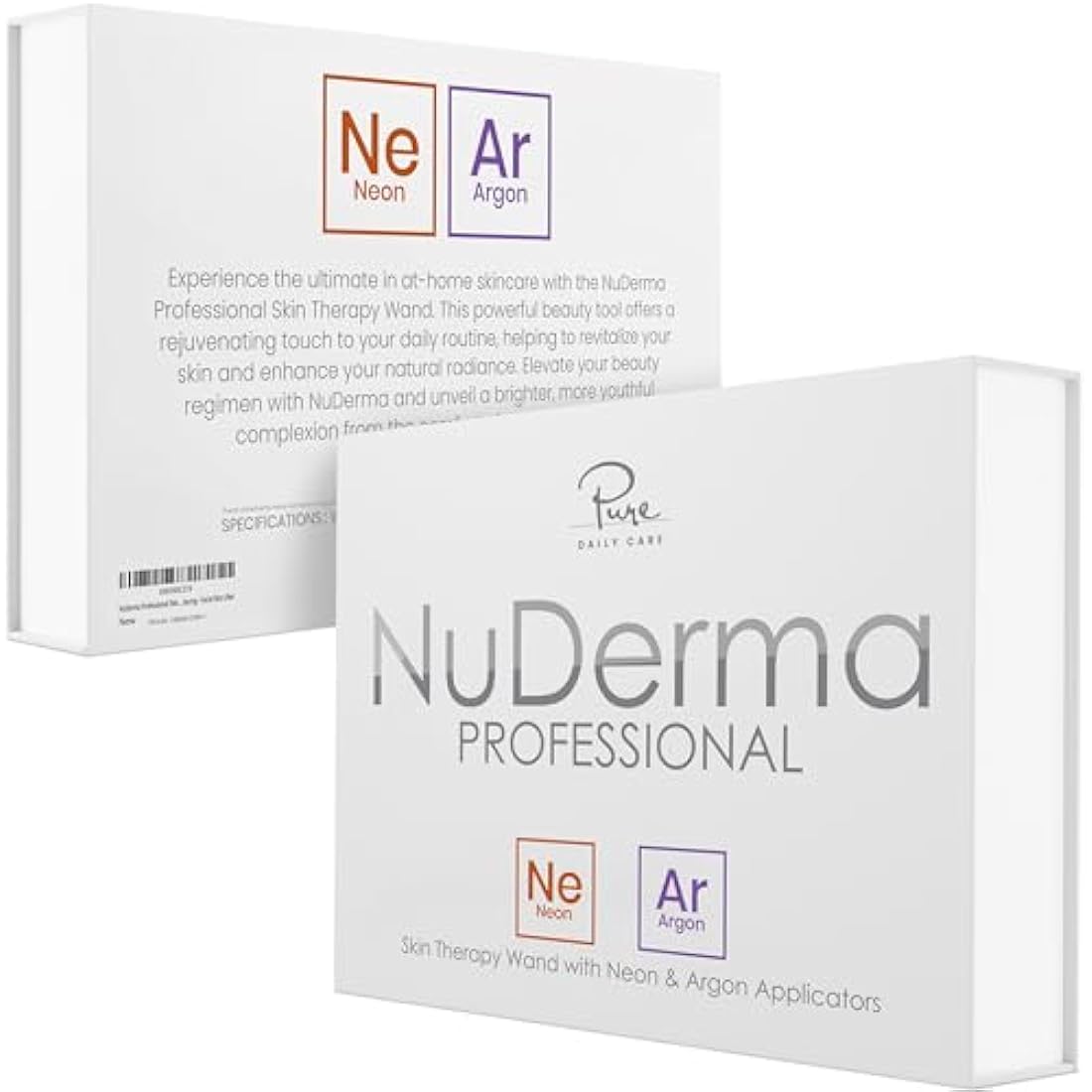 NuDerma Professional Skin Therapy Wand - Portable Handheld High Frequency Skin Therapy Machine with 6 Neon & Argon Wands - Acne Treatment - Skin Tightening - Wrinkle Reducing – Facial Skin Lifter