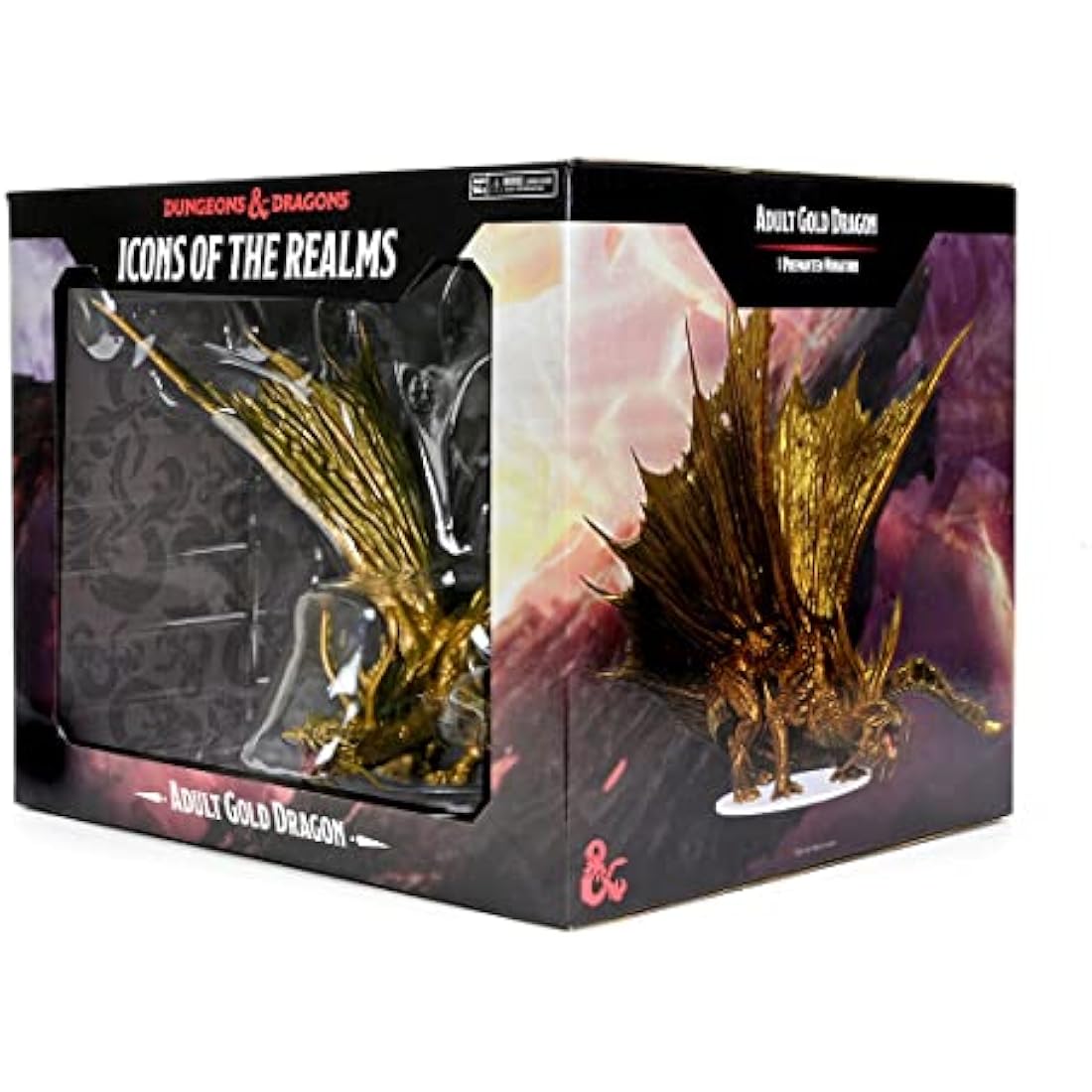 WizKids Dungeons and Dragons Icons of The Realms, Adult Gold Dragon Figure, DnD Miniatures