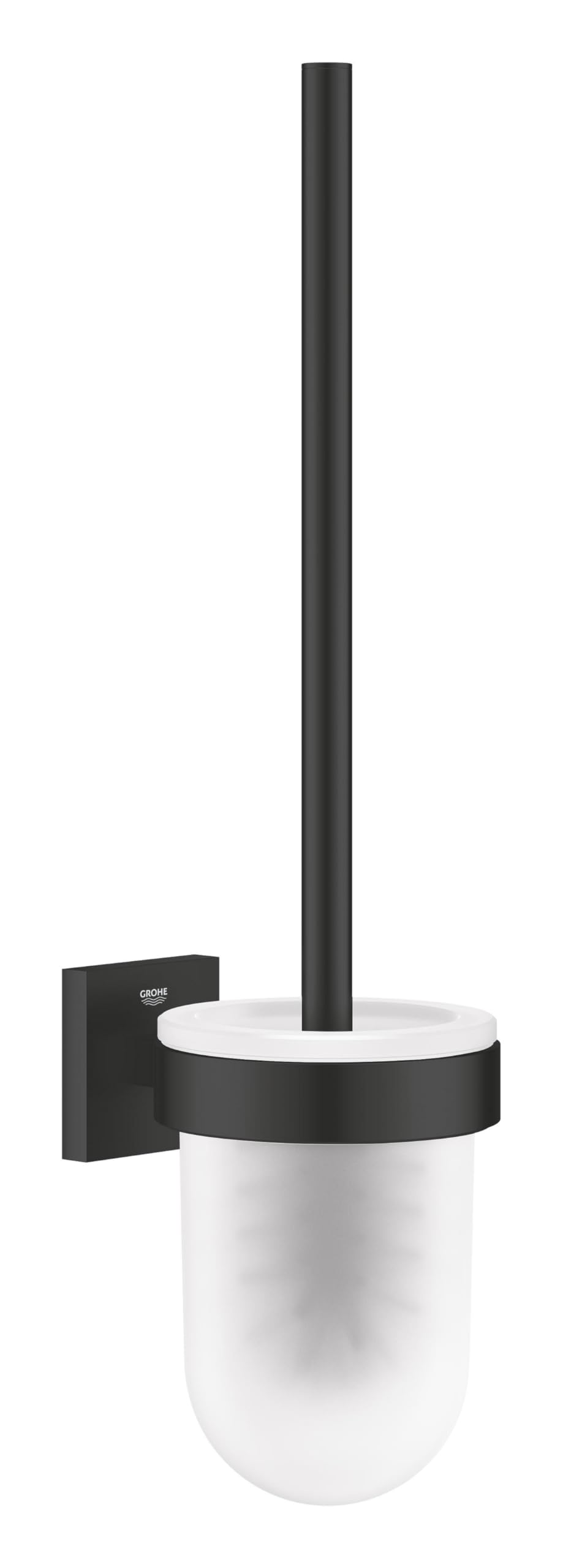 GROHE Start Cube QuickFix Toilet Brush Set (Material: Glass & Metal, Wall Mounted, with Screws and Dowels), Size 399 mm, Easy to Fit with GROHE