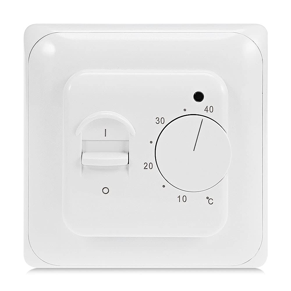 KETOTEK Manual Underfloor Heating Thermostats 220V 16A, Electric Underfloor Heating Controller Mechanical Room Thermostat with Floor Sensor Probe