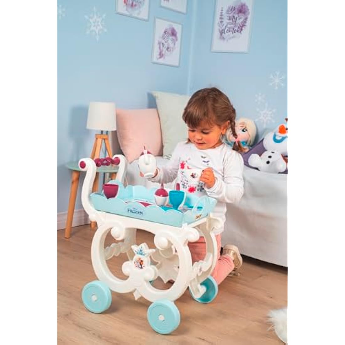 Disney Frozen 2 Pretend Play Kids Toy Tea Trolley Includes 17 Accessories Including Tea Set On Wheels, Play Cutlery and Removable Tray For Children From 3+