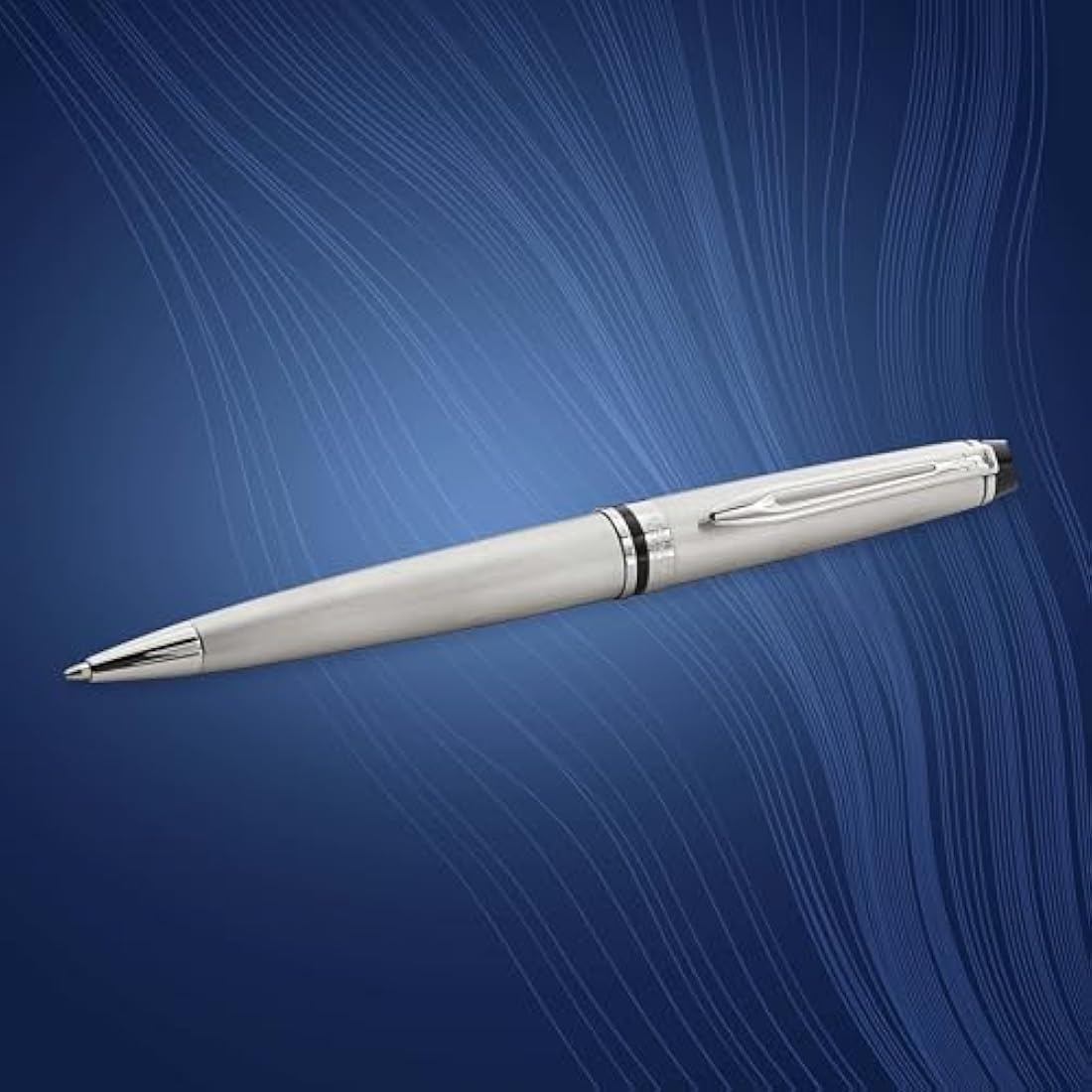 Waterman Expert Ballpoint Pen | Stainless Steel with Chrome Trim, Medium Nib with Blue Ink Refill, Gift Box