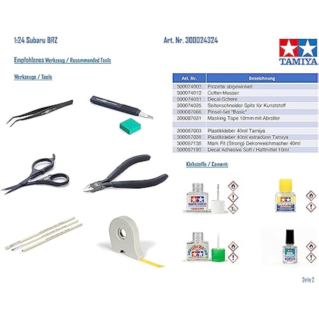 TAMIYA TAM24324-1:24 Subaru BRZ - Plastic Construction Kit - Model Building - Car Kit - Faithful Replica - Detailed Kit - Crafts - Hobby - Assembly, Blue