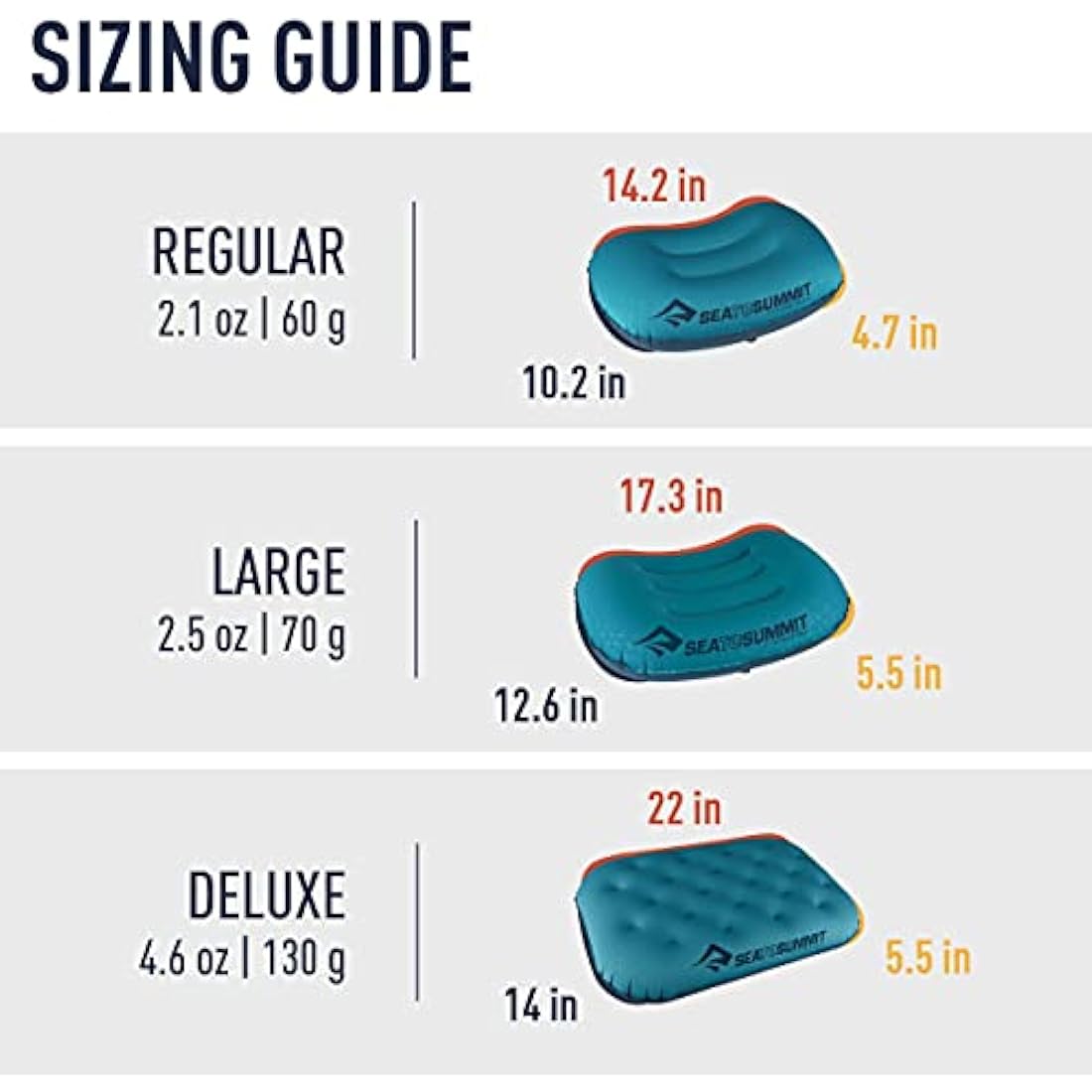 Sea to Summit - Aeros Ultralight Deluxe Pillow XL - Lightweight Inflatable Travel Pillow - Lock System - Ultra-Sil Zippered Pouch - For Camping & Bikepacking - 56 x 36 x 14cm - Aqua Blue - 130g