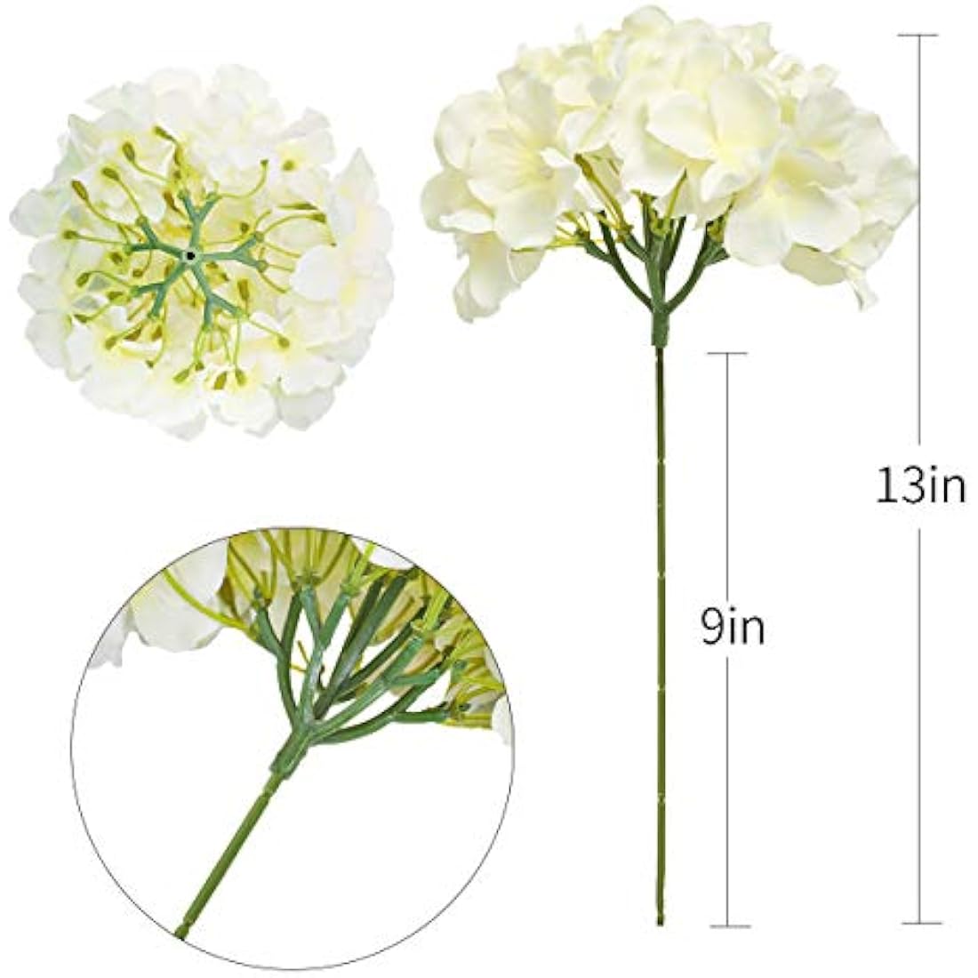 Tifuly 12Pcs Artificial Hydrangeas, Realistic Silk Hydrangeas Flower Heads with Stems Fake Flowers for Wedding Bridal Bouquets, Home Office Party Decor, Floral Arrangements, Centerpiece(Cream White)