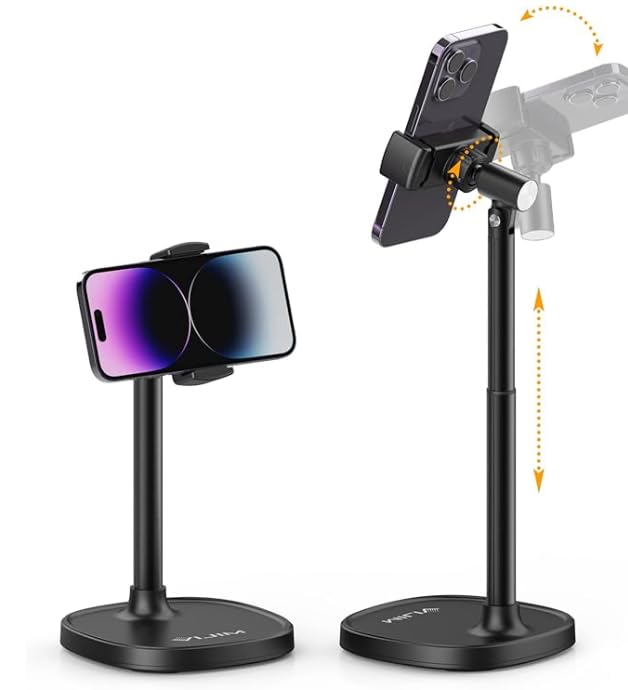 ULANZI Mobile Phone Stand for Desk Angle Height Adjustable Phone Holder for filming Mobile Phone Accessories for iPhone 15 14 13 12 11 Pro XS XR Max,