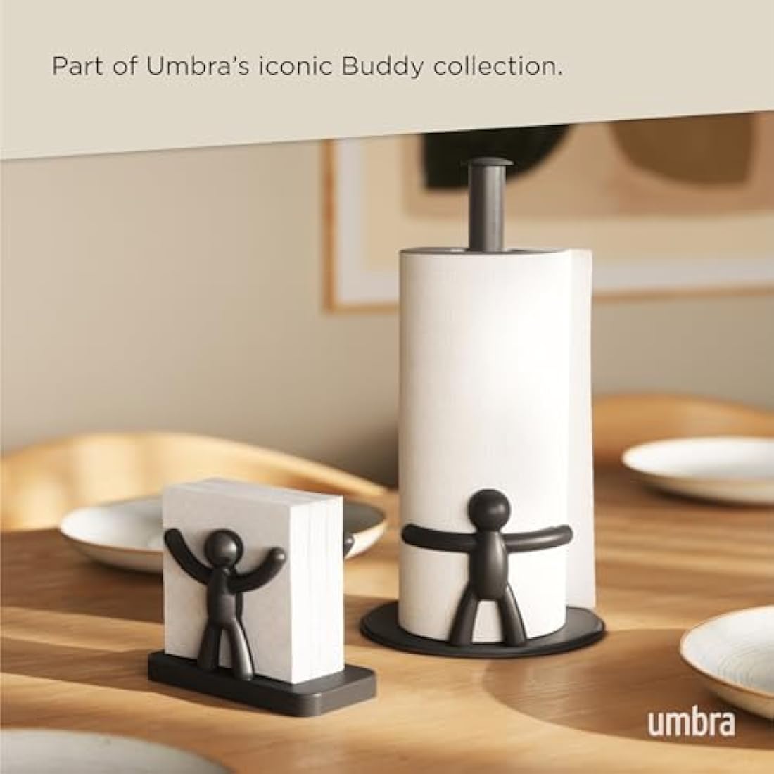 Umbra Buddy Counter Top Paper Towel Holder, Black, 11 x 3.5"