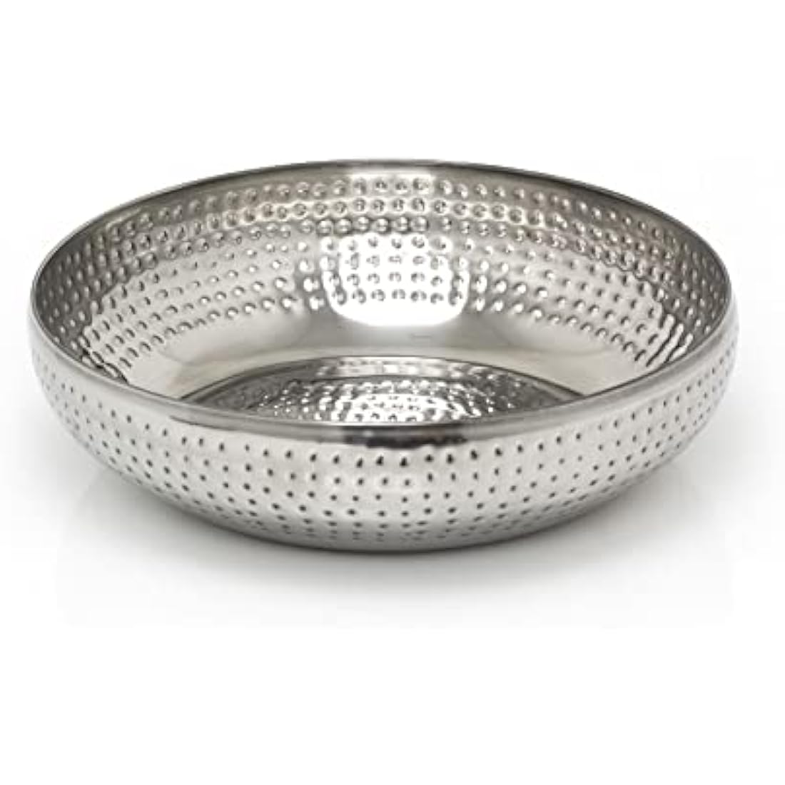 Carousel Home 38cm Extra Large Stainless Steel Kitchen Fruit Bowl | Round Silver Display With Hammered Detail | Multi-Purpose Serving Salad Decorative Bowl